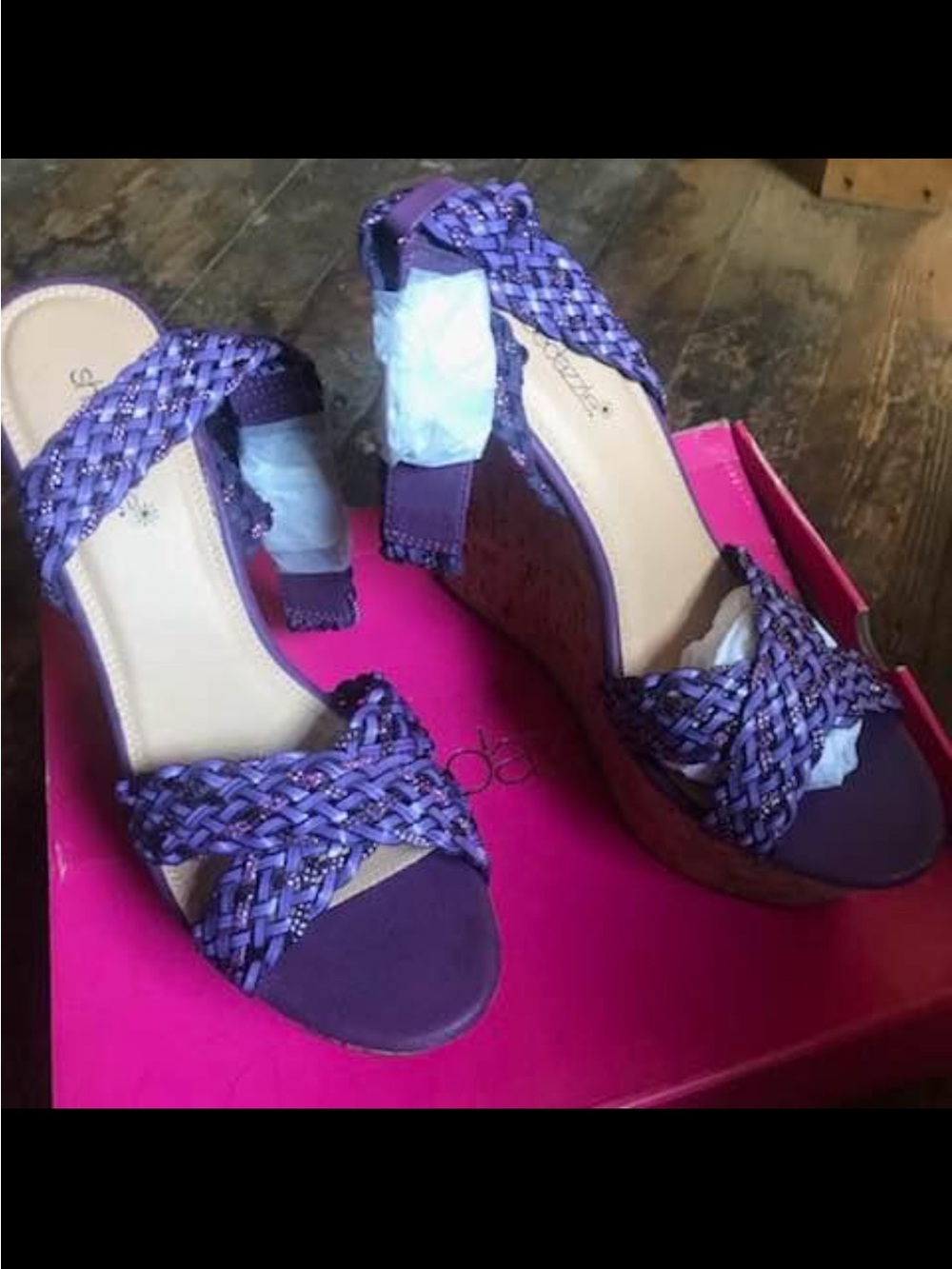 Purple Woven Platform Wedge Sandals - Women 10